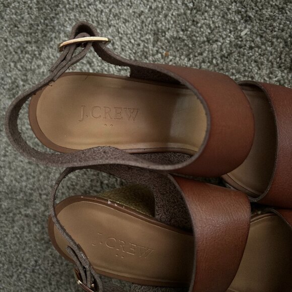 J. Crew Jute Woven Wedge Leather Sandals Woman's 8M - Picture 3 of 5